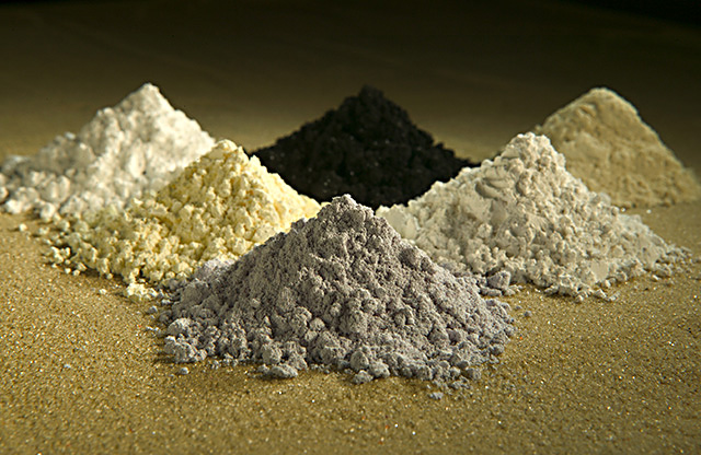 Rare earth elements, highly coveted in the technology industry, are difficult to mine because of their low concentrations in most rocks. Clockwise from top center: praseodymium, cerium, lanthanum, neodymium, samarium, and gadolinium. Credit: Wikipedia